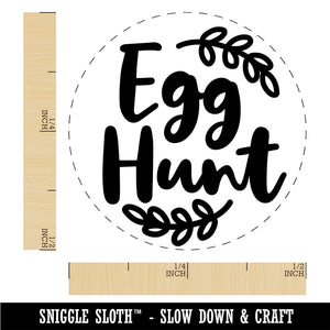 Egg Hunt Easter Sunday Cursive Text with Wreath Rubber Stamp for Crafting