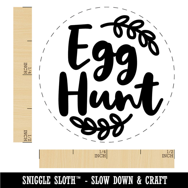 Egg Hunt Easter Sunday Cursive Text with Wreath Rubber Stamp for Crafting