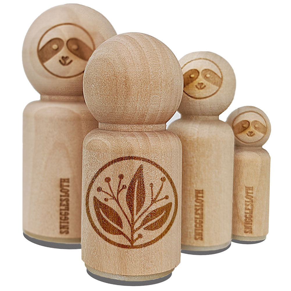 Fancy Decorative Leaves Branch in Circle Rubber Stamp for Stamping Crafting