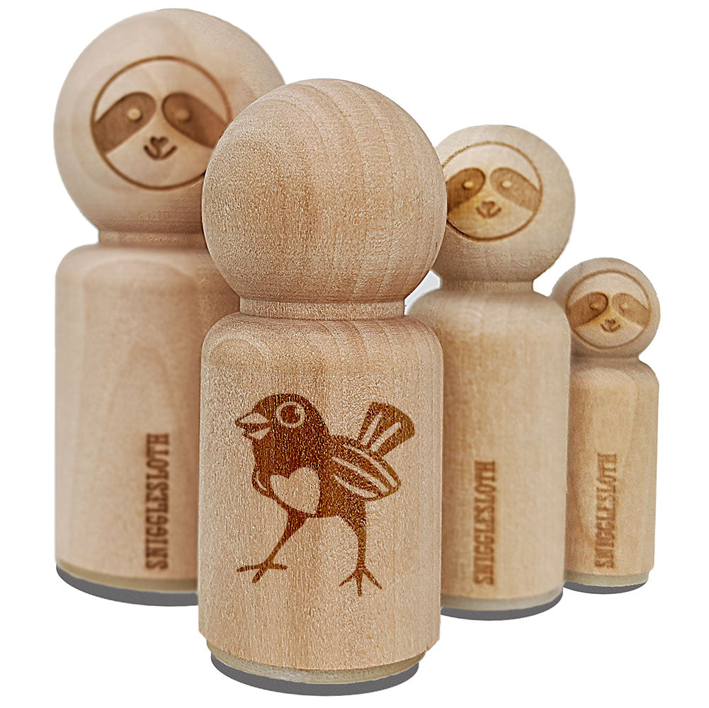 Happy Little Robin Bird With Heart Chest Cute Love Rubber Stamp for Stamping