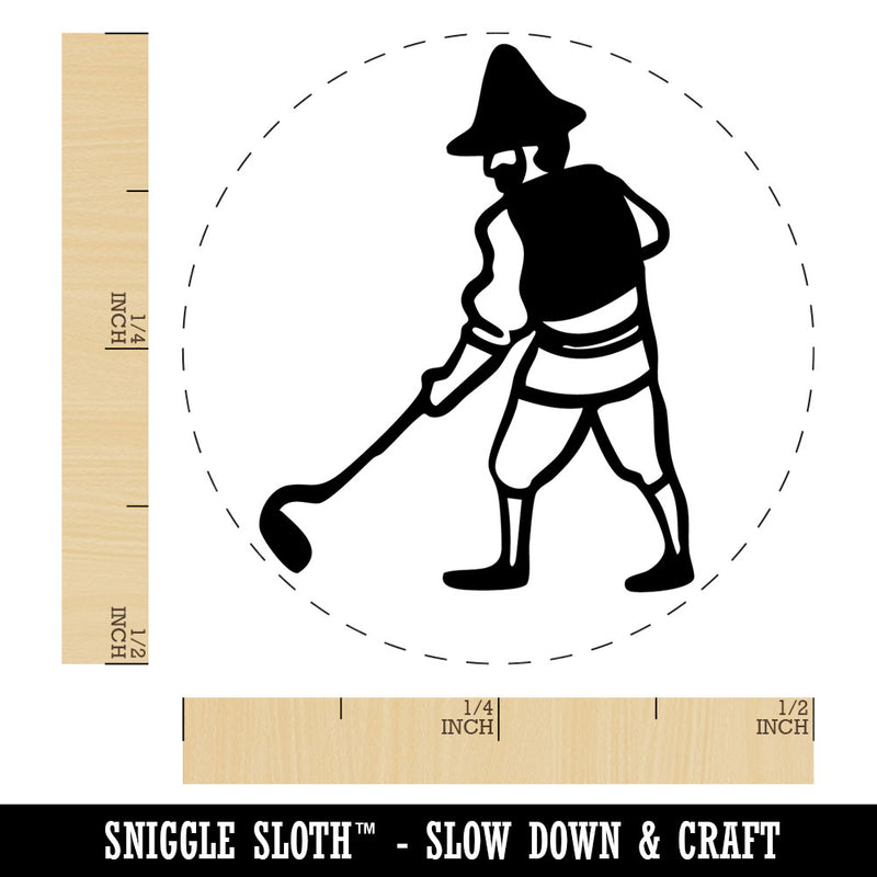 Medieval Farmer Peasant Tilling Land Garden Rubber Stamp for Stamping Crafting