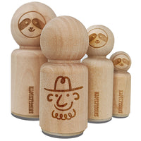 Silly Cartoon Doodle Cowboy with Beard and Hat Rubber Stamp for Stamping