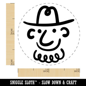 Silly Cartoon Doodle Cowboy with Beard and Hat Rubber Stamp for Stamping