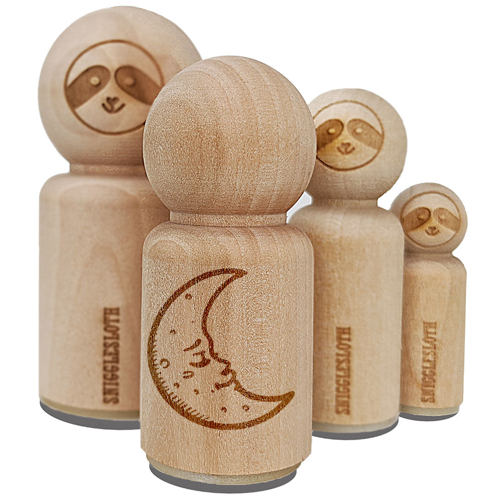 Sleeping Crescent Moon Vintage Face Rubber Stamp for Stamping Crafting Planners