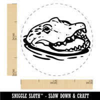 Sneaky Alligator Head Sticking Out Water Swamp Rubber Stamp for Stamping