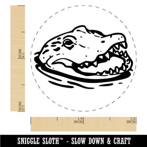 Sneaky Alligator Head Sticking Out Water Swamp Rubber Stamp for Stamping