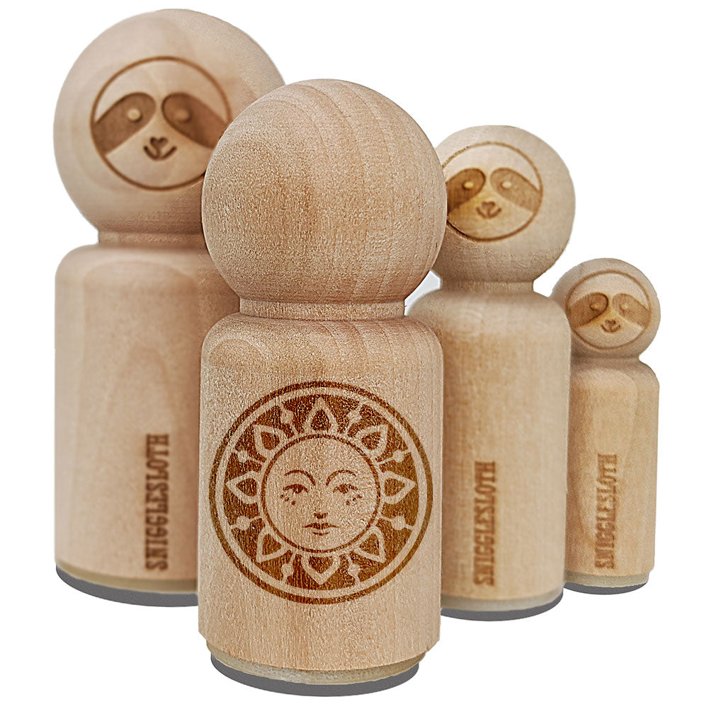 Vintage Sun Circle Face Rubber Stamp for Stamping Crafting Planners