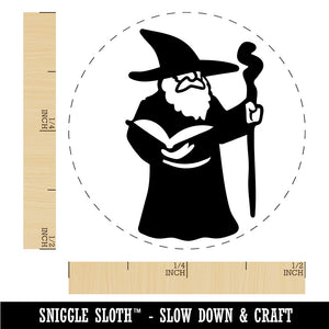 Wise Old Wizard With Staff Fantasy Book Rubber Stamp for Stamping Crafting