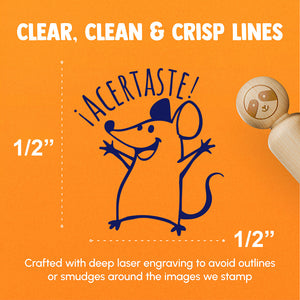Acertaste Spanish Right Correct Cheering Mouse Teacher Stamp Rubber Stamp for Stamping Crafting Planners