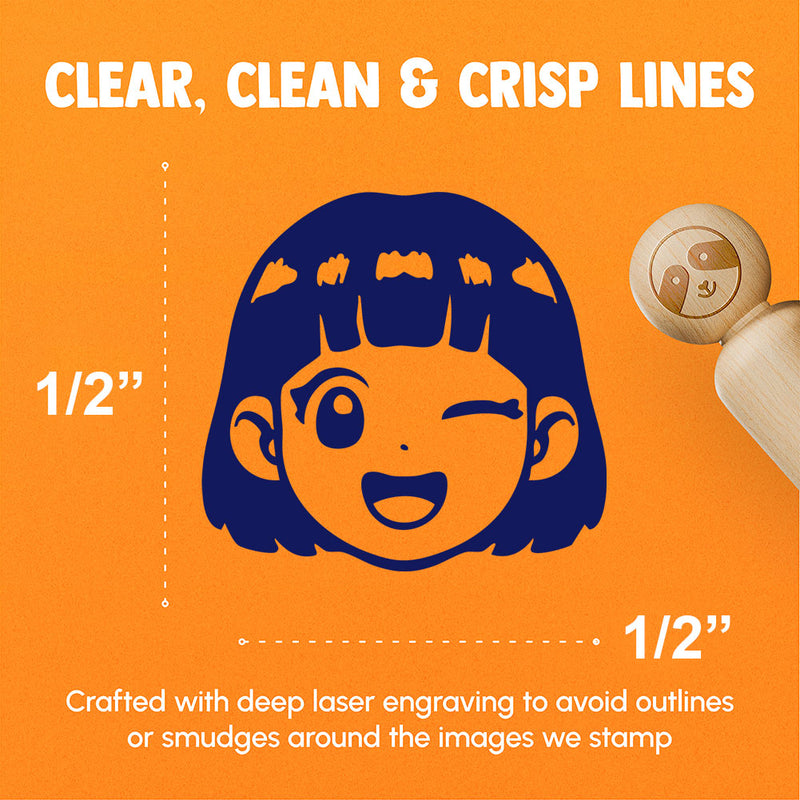 Anime Manga Girl Wink Happy Cute Rubber Stamp for Stamping Crafting Planners