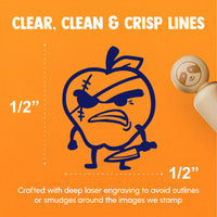 Bad Apple Evil Fruit Funny Silly Rubber Stamp for Stamping Crafting Planners