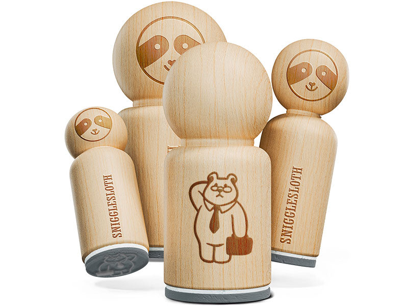 Business Bear Glasses Suitcase Tie Rubber Stamp for Stamping Crafting Planners