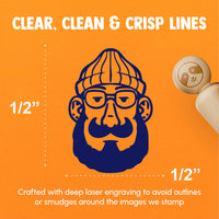 Cartoon Hipster Beard Beanie Glasses Hippy Rubber Stamp for Stamping Crafting Planners