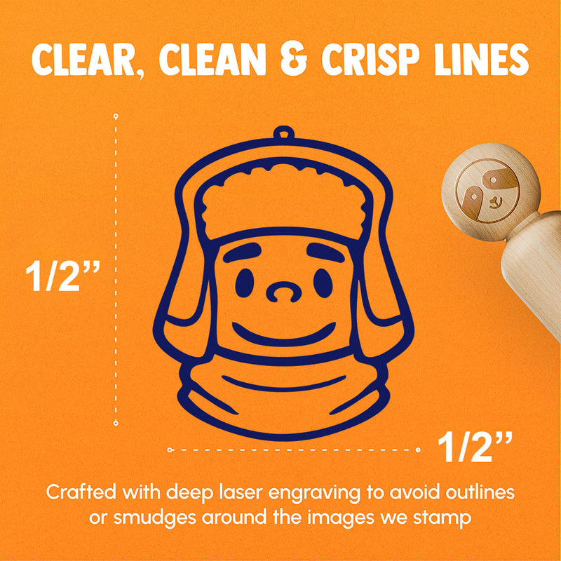 Cartoon Person In Fur Winter Hat Scarf Rubber Stamp for Stamping Crafting Planners