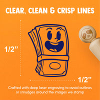 Cartoon Stack of Money Cash Happy Dollar Bill Rubber Stamp for Stamping Crafting Planners