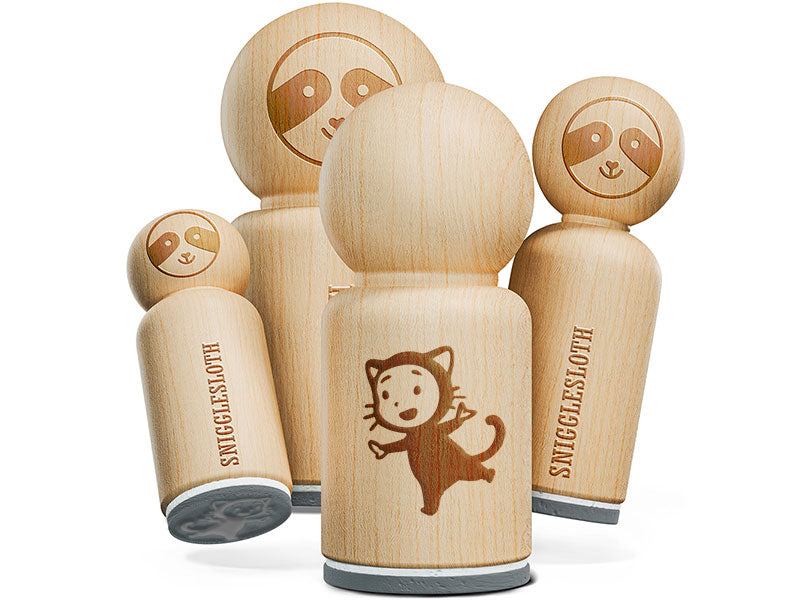 Cute Baby Child in Cat Costume Halloween Rubber Stamp for Stamping Crafting Planners
