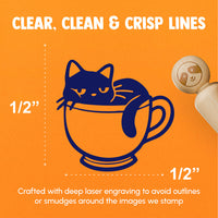 Cute Cat Sleeping In Tea Cup Rubber Stamp for Stamping Crafting Planners