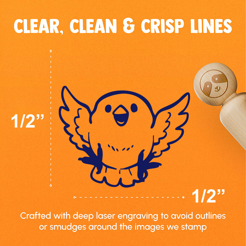 Cute Happy Excited Floating Bird Rubber Stamp for Stamping Crafting Planners