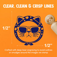 Diva Cat Sunglasses Scarf Rubber Stamp for Stamping Crafting Planners