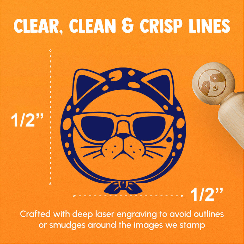 Diva Cat Sunglasses Scarf Rubber Stamp for Stamping Crafting Planners