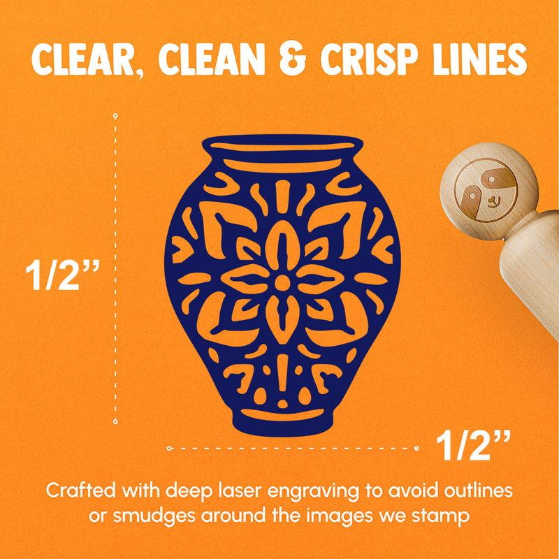 Fancy Decorated Vase Fine Art Pottery Rubber Stamp for Stamping Crafting Planners