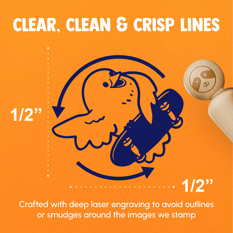 Flipping the Bird Funny Skateboard Silly Rubber Stamp for Stamping Crafting Planners