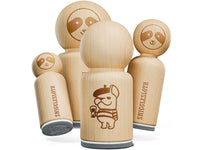 French Bull Dog with Beret Hat and Wine Rubber Stamp for Stamping Crafting Planners