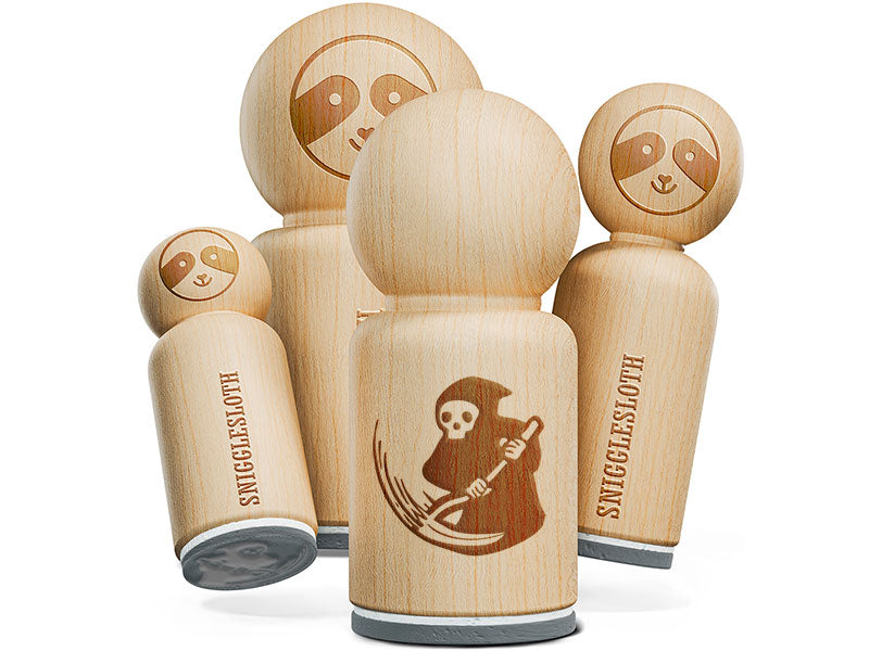 Grim Reaper Reaping with Scythe Skeleton Death Rubber Stamp for Stamping Crafting Planners