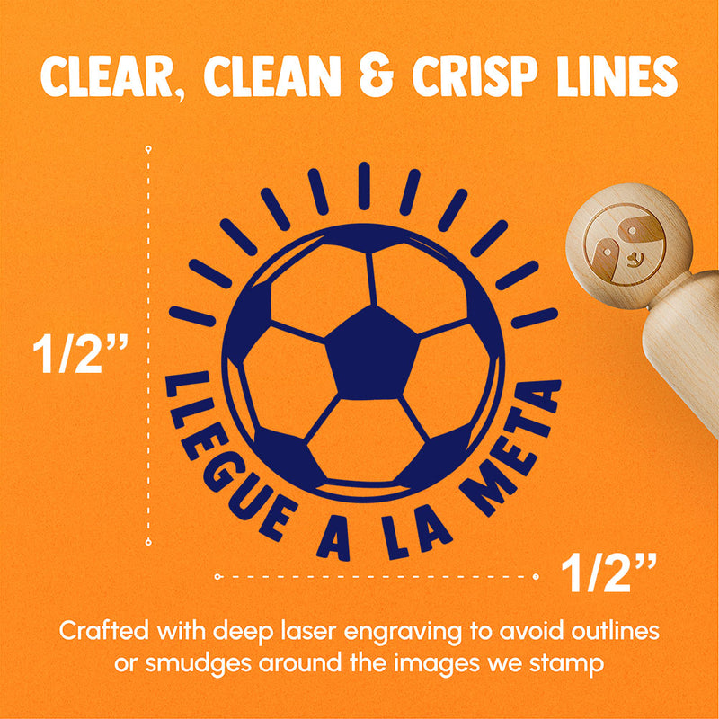 Llegue a la Meta Soccer Football Ball Goal Spanish Teacher Stamp Rubber Stamp for Stamping Crafting Planners