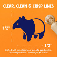 Malayan Tapir Asian Black and White Animal Rubber Stamp for Stamping Crafting Planners