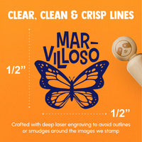 Marvilloso Marvelous Butterfly Spanish Compliment Teacher Stamp Rubber Stamp for Stamping Crafting Planners