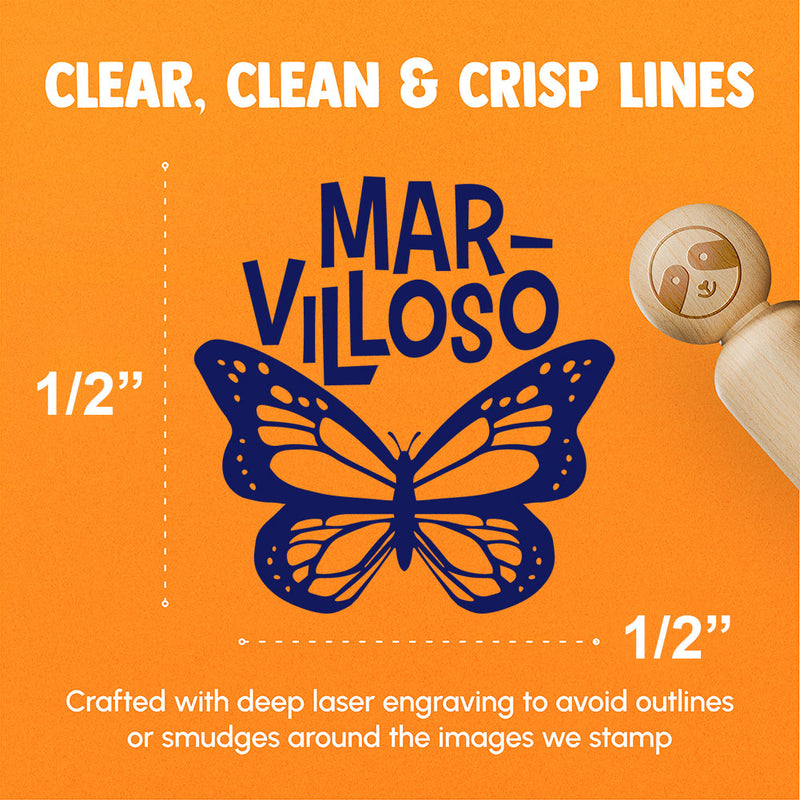 Marvilloso Marvelous Butterfly Spanish Compliment Teacher Stamp Rubber Stamp for Stamping Crafting Planners