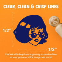 Mysterious Woman with Sunglasses Looking Rubber Stamp for Stamping Crafting Planners