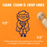 Old Elderly Lady Grandma Cardigan Sweater Glasses Rubber Stamp for Stamping Crafting Planners