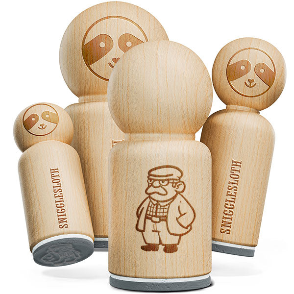 Old Elderly Man Grandpa Cardigan Sweater Glasses Rubber Stamp for Stamping Crafting Planners