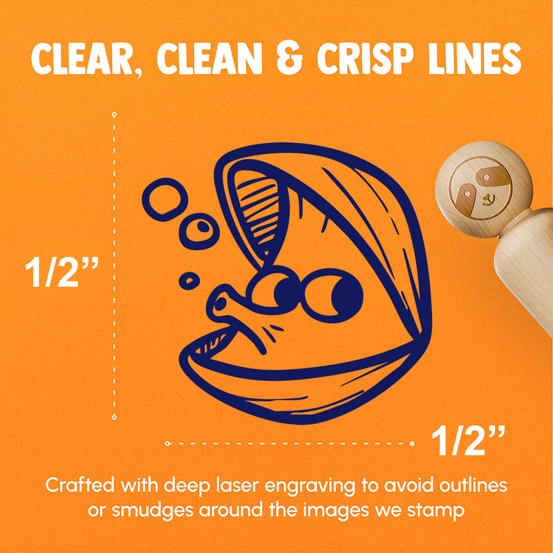 Open Cartoon Clam Blowing Bubbles Shellfish Rubber Stamp for Stamping Crafting Planners