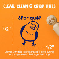 Por Que Why Spanish Question Bird Finch Teacher Stamp Rubber Stamp for Stamping Crafting Planners