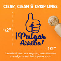 Pulgar Arriba Thumbs Up Spanish Compliment Teacher Stamp Rubber Stamp for Stamping Crafting Planners