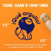 Que Orgullo Spanish Proud Lion Teacher Stamp Rubber Stamp for Stamping Crafting Planners