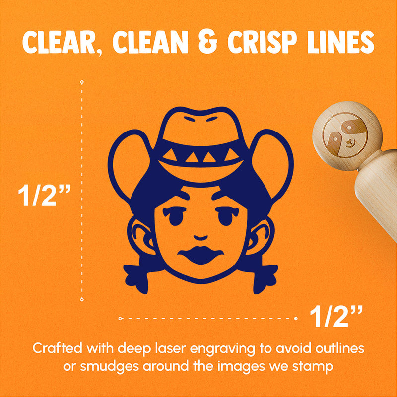 Rancher Cowgirl Cartoon Head Pigtails Hat Rubber Stamp for Stamping Crafting Planners