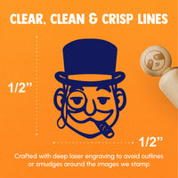 Rich Man Top Hat Mustache Tycoon Cigar Rubber Stamp for Stamping Crafting Planners