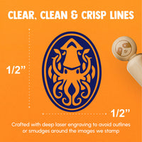 Squid Kraken Emblem Sea Creature Oval Rubber Stamp for Stamping Crafting Planners