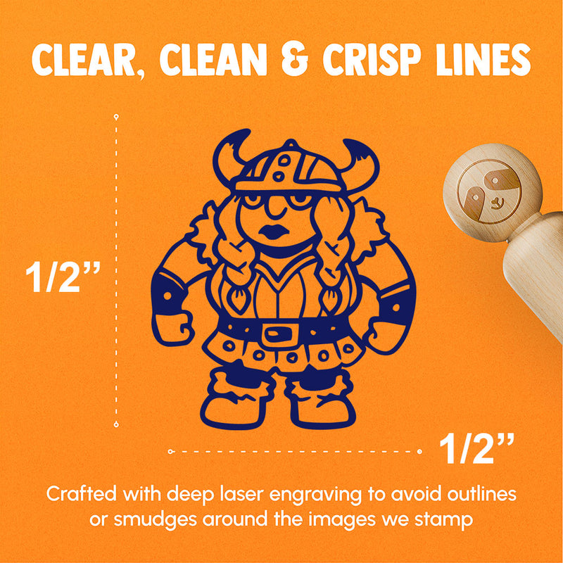 Strong Viking Barbarian Woman Norse Horned Helmet Rubber Stamp for Stamping Crafting Planners