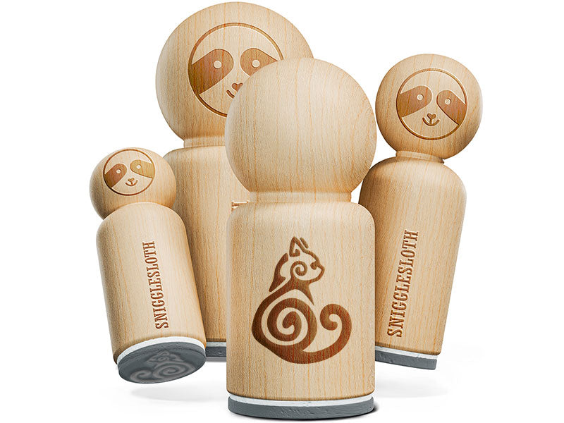 Tribal Cat Swirls Southwest Feline Rubber Stamp for Stamping Crafting Planners