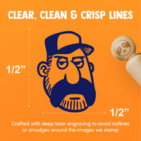 Trucker Man with Hat and Mustache Rubber Stamp for Stamping Crafting Planners