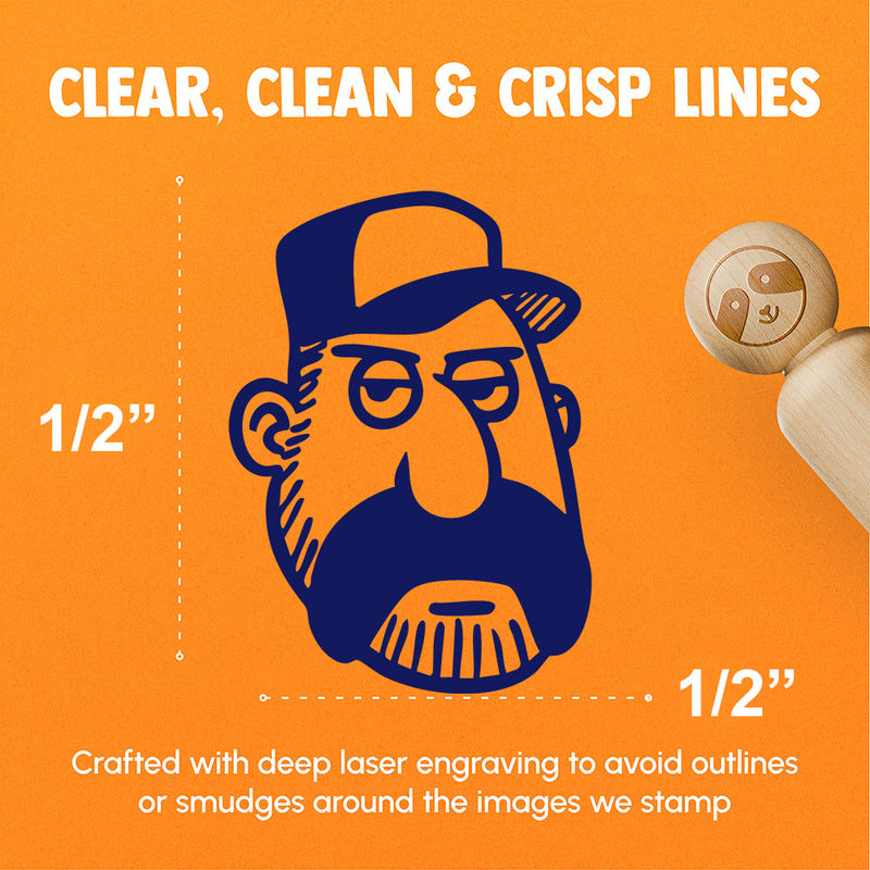 Trucker Man with Hat and Mustache Rubber Stamp for Stamping Crafting Planners