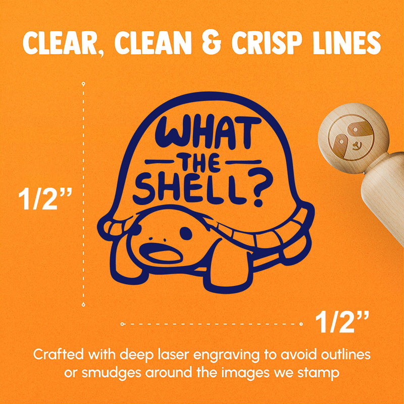 What the Shell Surprised Shocked Turtle Cute Rubber Stamp for Stamping Crafting Planners