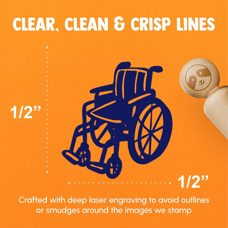 Wheelchair Disability Accessibility Injury Disabled Rubber Stamp for Stamping Crafting Planners