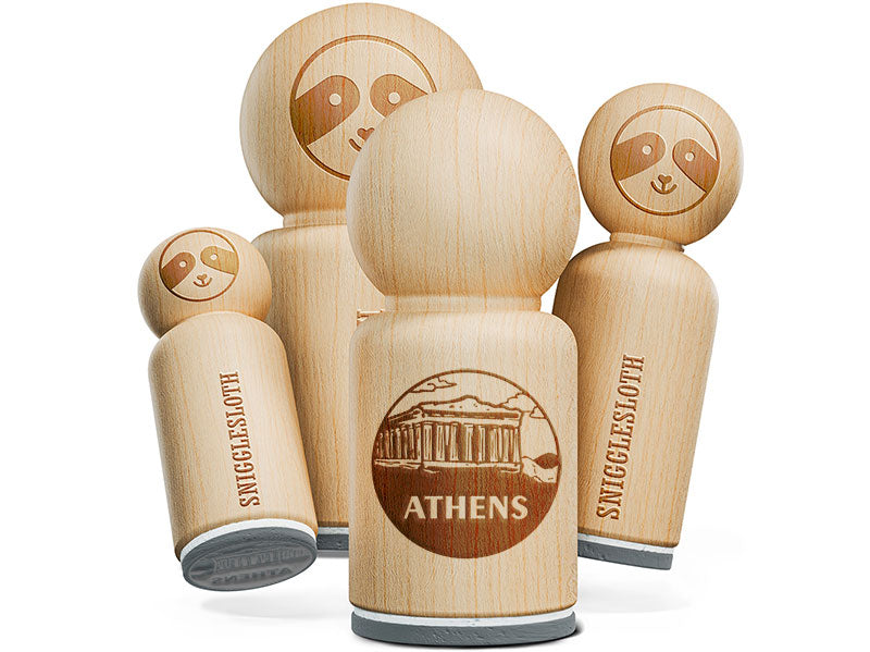 Acropolis Athens Greece Landmark Destination Circle Rubber Stamp for Stamping Crafting Planners