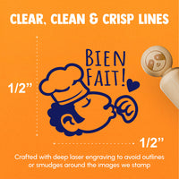 Bien Fait Well Done Chef's Kiss Compliment Cook Perfect Rubber Stamp for Stamping Crafting Planners
